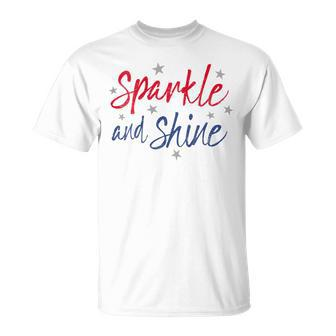 Womens Sparkle And Shine Red White Blue Cute 4Th Of July Top Unisex T-Shirt | Mazezy