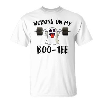 Working On My Boo Halloween Ghost Workout Gym T-Shirt | Mazezy