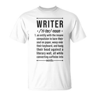 Writer Noun Definition Book Author Novelist Poet T-Shirt | Mazezy
