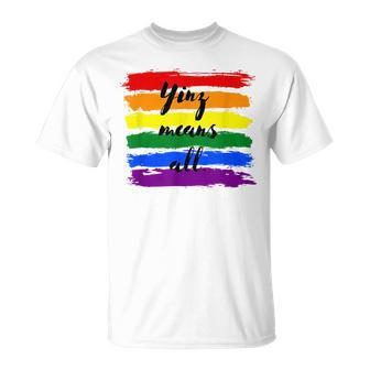 Yinz Means All Yinzer Pittsburgh Lgbt Pride Unisex T-Shirt | Mazezy