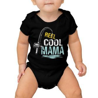 Reel Cool Mama Fishing Fisherman Funny Retro Gift For Women Baby Onesie | Mazezy
