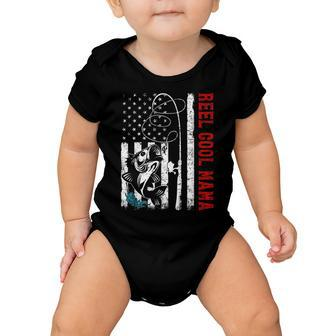 Usa Flag Reel Cool Mama Fishing Fisher Fisherman Gift For Women Baby Onesie | Mazezy