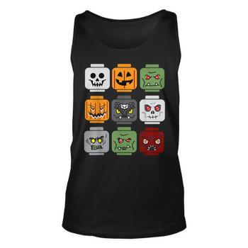 Halloween Building Brick Head Pumpkin Ghost Zombie Friends T-Shirt