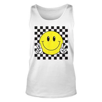 Yellow Smile Face Cute Checkered Peace Smiling Happy Face