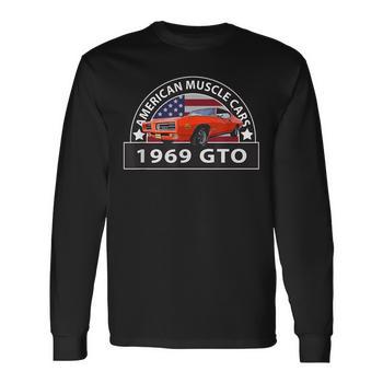 American Antique Collector Muscle Car T-Shirt - 1969 Chevy Camaro Long Sleeve Tee, Black, X-Large