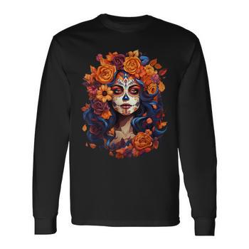 Chemise à manches longues Biker Chick Day of the Dead, t-shirt