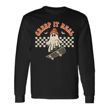 Ghost Skateboard Lazy Halloween Costume Funny Skateboarding T