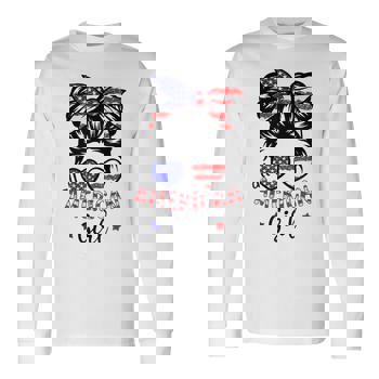 Women's American Flag Tank Top – Patriotic 4th Of July Graphic Tee With Messy Bun Design