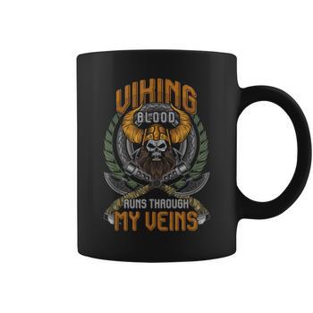 Viking Blood Runs Through My Veins Coffee Mug – Cool Viking Themed Gift – Ceramic White 10cm