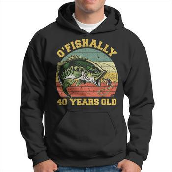 Ofishally 40 Years Old Fishing Birthday Theme Party 40Th Mens Back Print  T-shirt