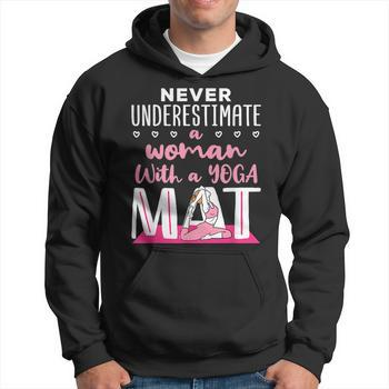 Yoga Quotes Exercise Never Underestimate Woman With Yoga Mat Quotes Long  Sleeve T-Shirt T-Shirt