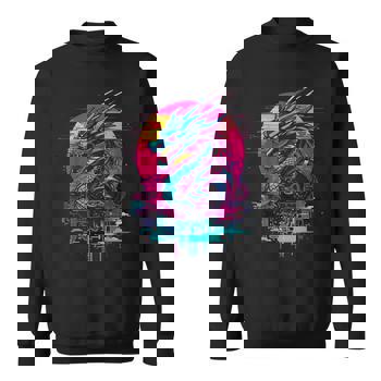 Cyberpunk Dragon Retro Futuristic Outrun Synthwave Long