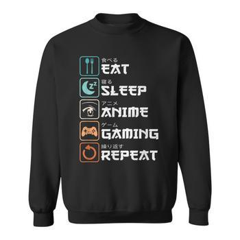 Eat Sleep Anime Gaming Repeat – Lustiger Hoodie Für Otaku, Gamer & Japan-Fans, Kuscheliges Sweatshirt Im Anime-Style