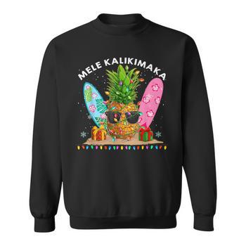 Mele Kalikimaka Hawaiian X-Mas Pineapple Lights Men's T-shirt Back