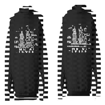 New York City Nyc Ny Skyline Long Sleeve T-Shirt - Monsterry