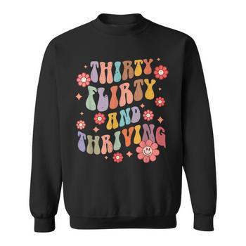 Thirty Flirty & Thriving Groovy 30Th Birthday Retro 30 Years Long