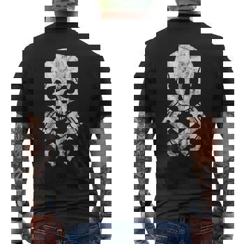 Motorcycle Hot Rod Skull And Cross Bones - Piston T-Shirt Motorcycle Hot Rod Skull And Cross Bones - Piston T-Shirt