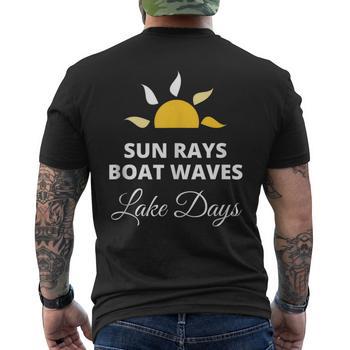 Boat Waves Sun Rays Lake Days | Mens Big and Tall T-Shirt | Boating Shirt | Camping Shirt | Fishing Shirt