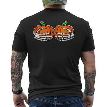 Pumpkin Boobs Skeleton Hands Bra Halloween Party Costume Shirt