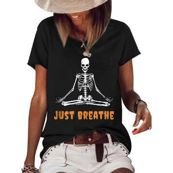 Halloween Yoga Meditation Reiki New Age Goth Orange Spooky Orange Funny Gifts  Women T-shirt