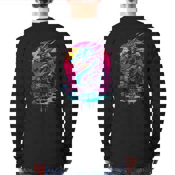 トップス SUBLATIONS FIBRIL SATINCUPRO RELAX SHIRT Cyberpunk Dragon Retro Futuristic Outrun Synthwave Long