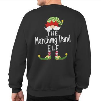 Marching Band Elf Group Christmas Pajama Party Back Print Long Sleeve T shirt Seseable CA