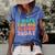 Vintage I Hope You See A Dog Today Retro Quote Women's Short Sleeve Loose T-shirt Blue