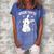 Rabbit Mum With Rabbit Easter Bunny Gift For Women Women's Loosen Crew Neck Short Sleeve T-Shirt Blue