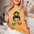 Retro Viva Mexico Messy Bun Mexican Flag Pride Girls Women's Oversized Comfort T-shirt Mustard