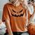 Scary Spooky Jack O Lantern Face Pumpkin Halloween Women's Oversized Comfort T-shirt Yam