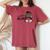 Cute Volleyball Mom Leopard Print Messy Bun Women's Oversized Comfort T-shirt Crimson