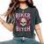 Biker Bitch Skull Motorcycle Wife Sexy Babe Chick Lady Rose Women's Oversized Comfort T-Shirt Pepper