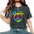 Psychedelic Tie Dye Hippie Be Kind Peace Sign Women's Oversized Comfort T-shirt Pepper