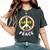 Retro 60S & 70S Floral Hippie Daisy Peace Sign Love Peace Women's Oversized Comfort T-shirt Pepper