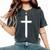 Small Cross Subtle Christian Minimalist Religious Faith Women's Oversized Comfort T-Shirt Pepper