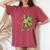 60S 70S Peace Sign Tie Dye Hippie Sunflower Outfit Women's Oversized Comfort T-shirt Crimson