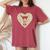 Cat Mom On Love Heart White Daisy Flowers Cute Kitten Cat Women's Oversized Comfort T-shirt Crimson