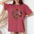 Hippie Daisy Peace Sign Retro Flower Pink Flowers Lovers Women's Oversized Comfort T-shirt Crimson