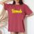 Horseshoe Bay Beach Bermuda Yellow Text Women's Oversized Comfort T-Shirt Crimson