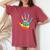 Peace Sign Love Handprint 60S 70S Tie Dye Hippie Costume Women's Oversized Comfort T-shirt Crimson