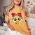 Cute Turkey Face Little Girls Thanksgiving Women's Oversized Comfort T-Shirt Mustard