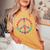 Peace Sign Floral 60S 70S Flower Power Dove Hippie Women's Oversized Comfort T-shirt Mustard