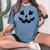 Jack O Lantern Eyelashes Pumpkin Face Halloween Girls Women's Oversized Comfort T-Shirt Blue Jean