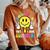 Smile Face Teacher Last Day Of School Schools Out For Summer Women's Oversized Comfort T-shirt Yam