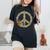 Hippie Floral Groovy Peace 70S Flower Vintage Peace Sign Women's Oversized Comfort T-shirt Black