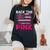 Back The Pink Ribbon Flag Breast Cancer Warrior Women's Oversized Comfort T-Shirt Black