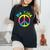 Psychedelic Tie Dye Hippie Be Kind Peace Sign Women's Oversized Comfort T-shirt Black