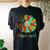 60S 70S Peace Sign Tie Dye Hippie Sunflower Outfit Women's Oversized Comfort T-Shirt Back Print Black