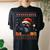 Christmas Crow Santa Hat Ugly Christmas Sweater Women's Oversized Comfort T-shirt Back Print Black