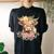 Cute Baby Highland Cow With Flowers Calf Animal Christmas Women's Oversized Comfort T-shirt Back Print Black